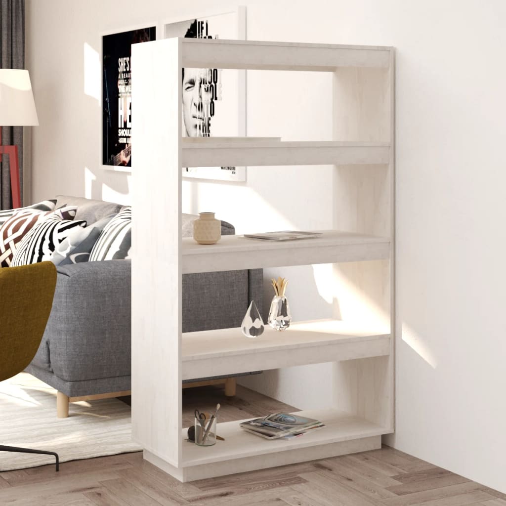 Bokhylle/Romdeler Hvit 80X35X135 Cm Heltre Furu