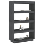 Bokhylle/Romdeler Grå 80X35X135 Cm Heltre Furu