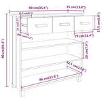 Salongbord Hamar Hvit 90X35X90 Cm Heltre Furu