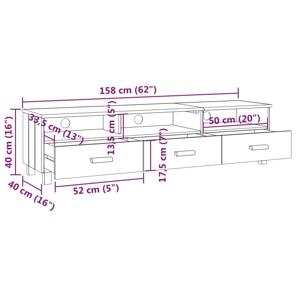 Tv-Benk Hamar Honningbrun 158X40X40 Cm Heltre Furu