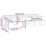 Tv-Benk Hamar Hvit 158X40X40 Cm Heltre Furu