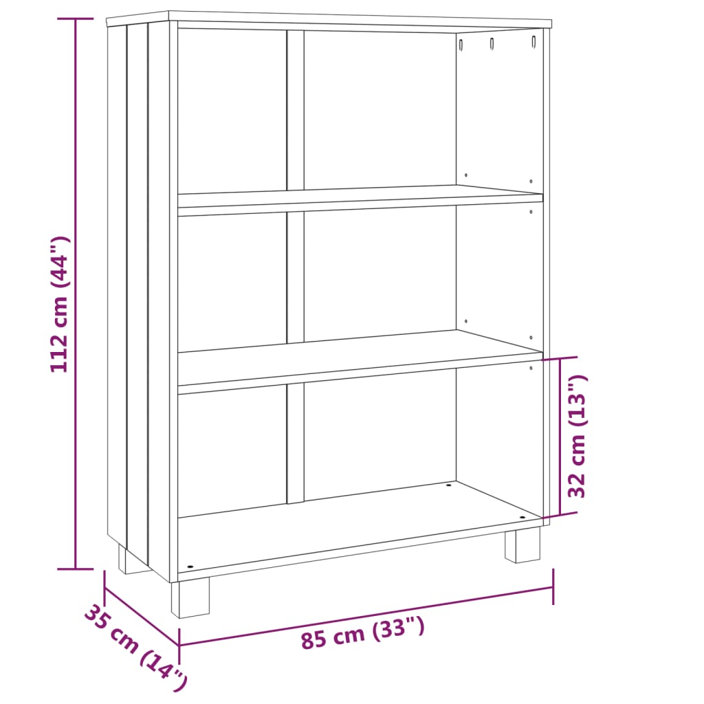 Bokhylle Hamar Lysegrå 85X35X112 Cm Heltre Furu