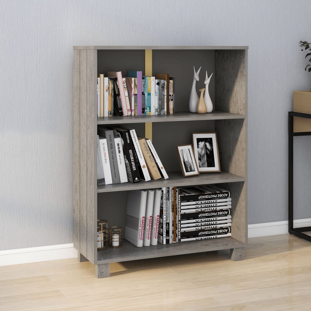 Bokhylle Hamar Lysegrå 85X35X112 Cm Heltre Furu