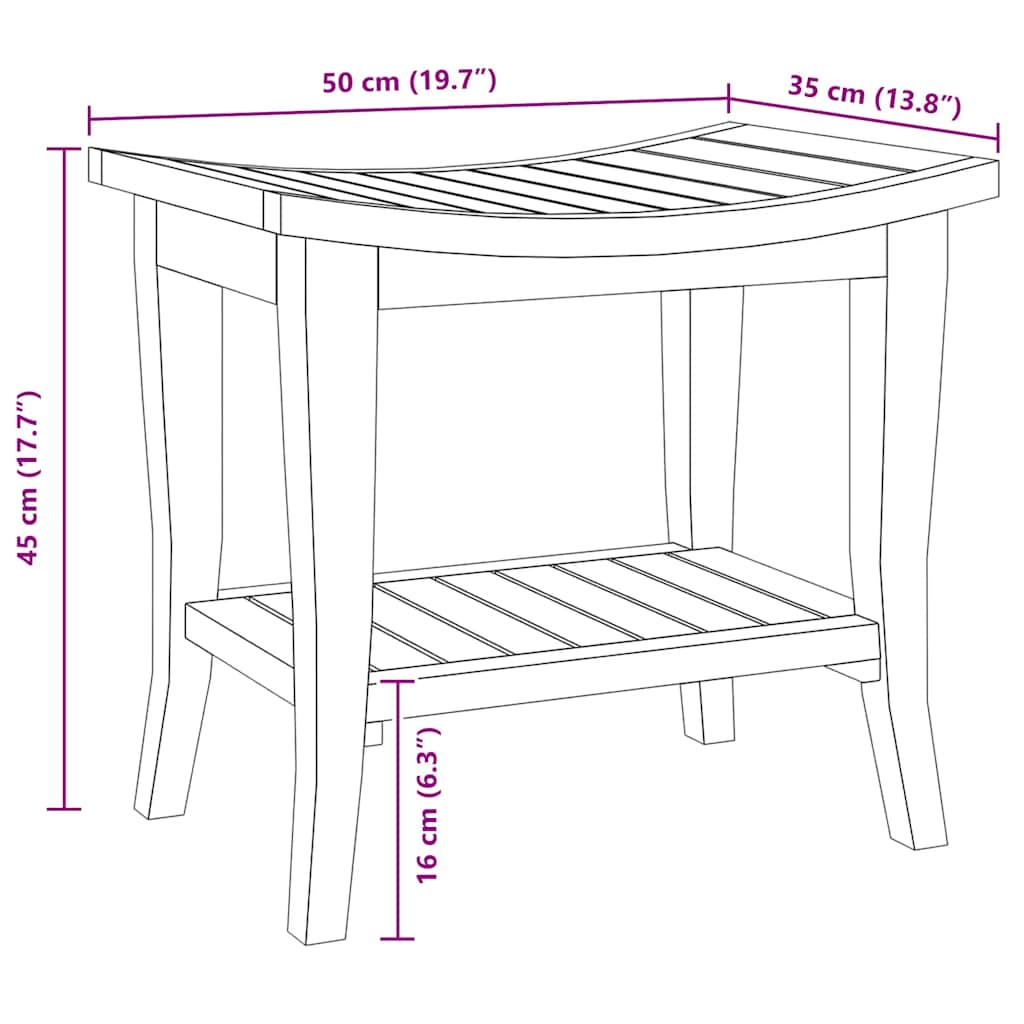 Sidebord Til Baderom 50X35X45 Cm Heltre Teak