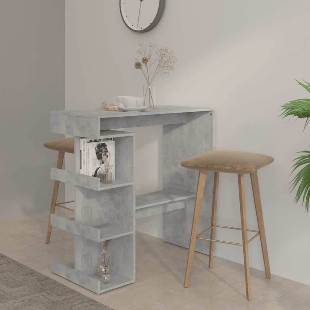 Barbord Med Oppbevaring Betonggrå 100X50X101,5Cm Konstruert Tre
