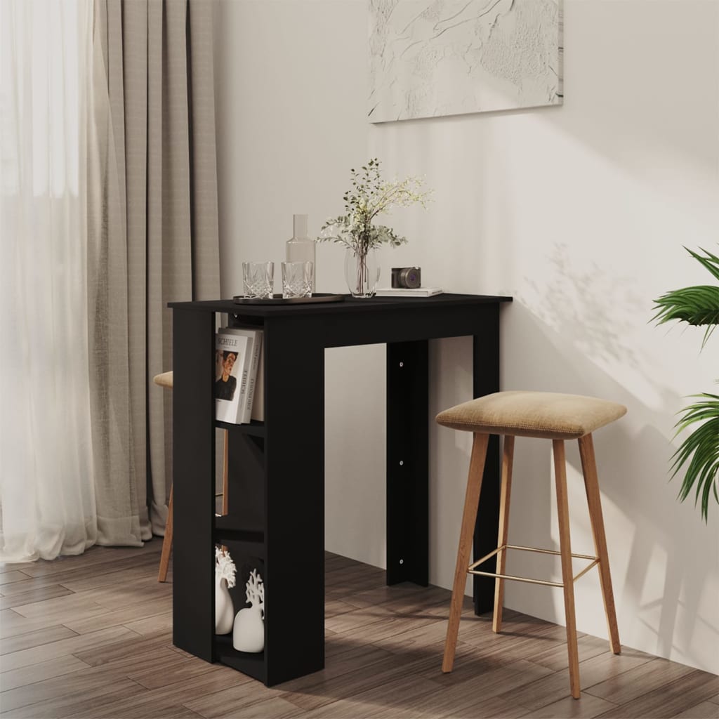 Barbord Med Hylle Svart 102X50X103,5 Cm Konstruert Tre