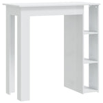 Barbord Med Hylle Høyglans Hvit 102X50X103,5 Cm Konstruert Tre