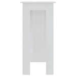 Barbord Med Hylle Høyglans Hvit 102X50X103,5 Cm Konstruert Tre