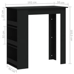 Barbord Med Oppbevaring Svart 102X50X103,5 Cm Konstruert Tre