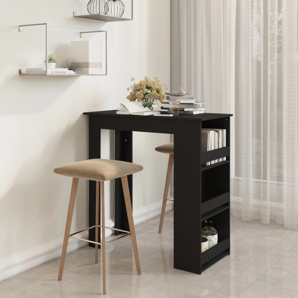 Barbord Med Oppbevaring Svart 102X50X103,5 Cm Konstruert Tre