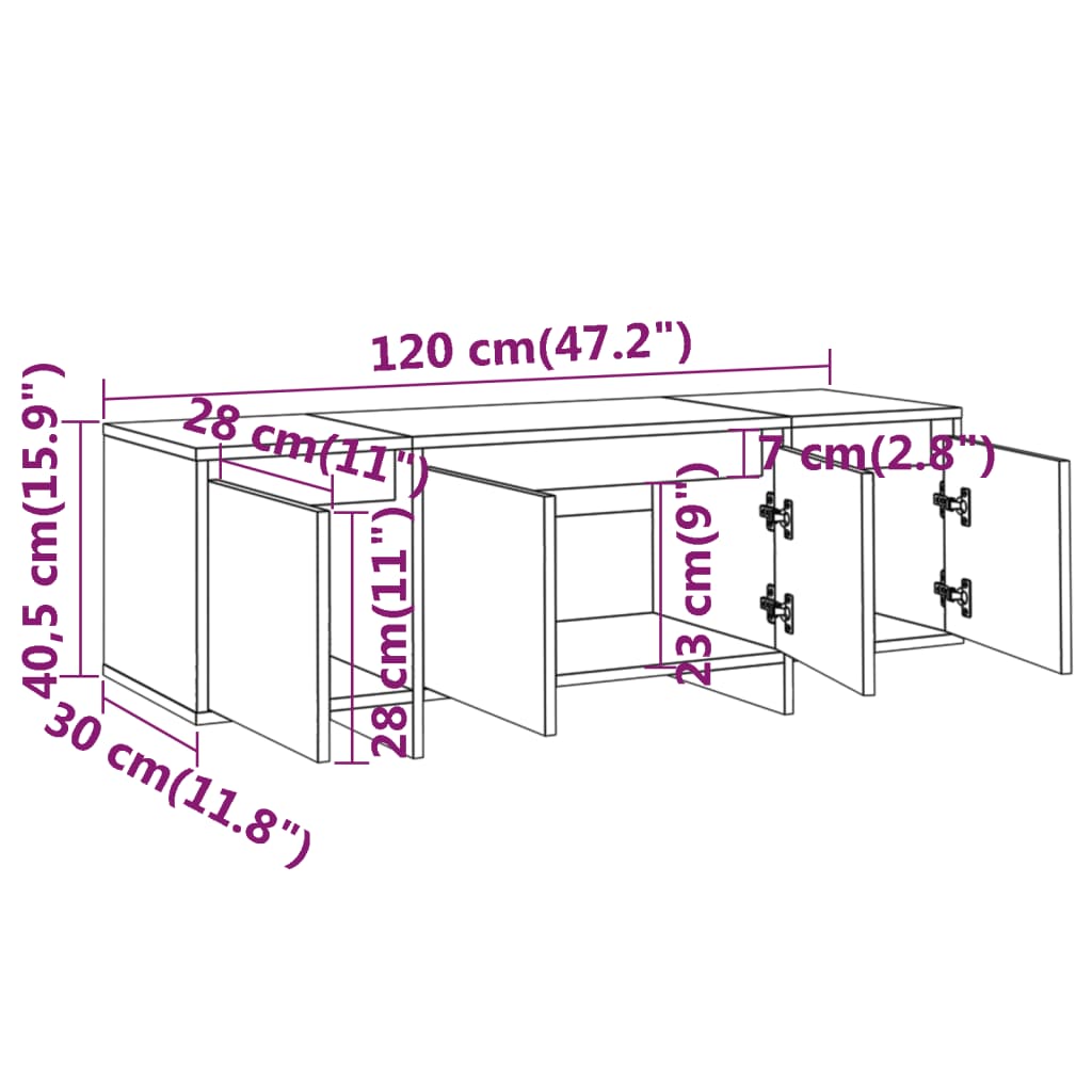 Tv-Benk Sonoma Eik 120X30X40,5 Cm Konstruert Tre