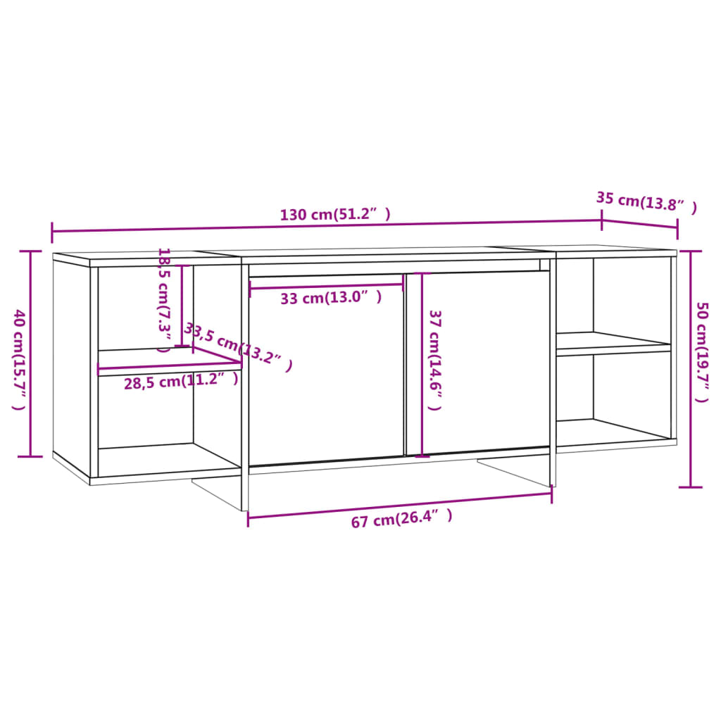 Tv-Benk Betonggrå 130X35X50 Cm Konstruert Tre