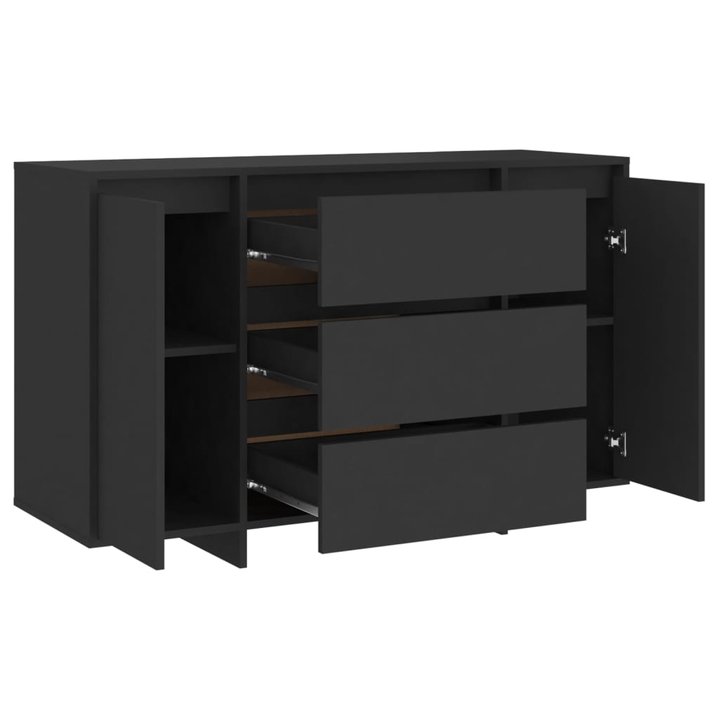 Skjenk Med 3 Skuffer Svart 120X41X75 Cm Konstruert Tre