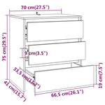 Skjenk Hvit 70X41X75 Cm Konstruert Tre