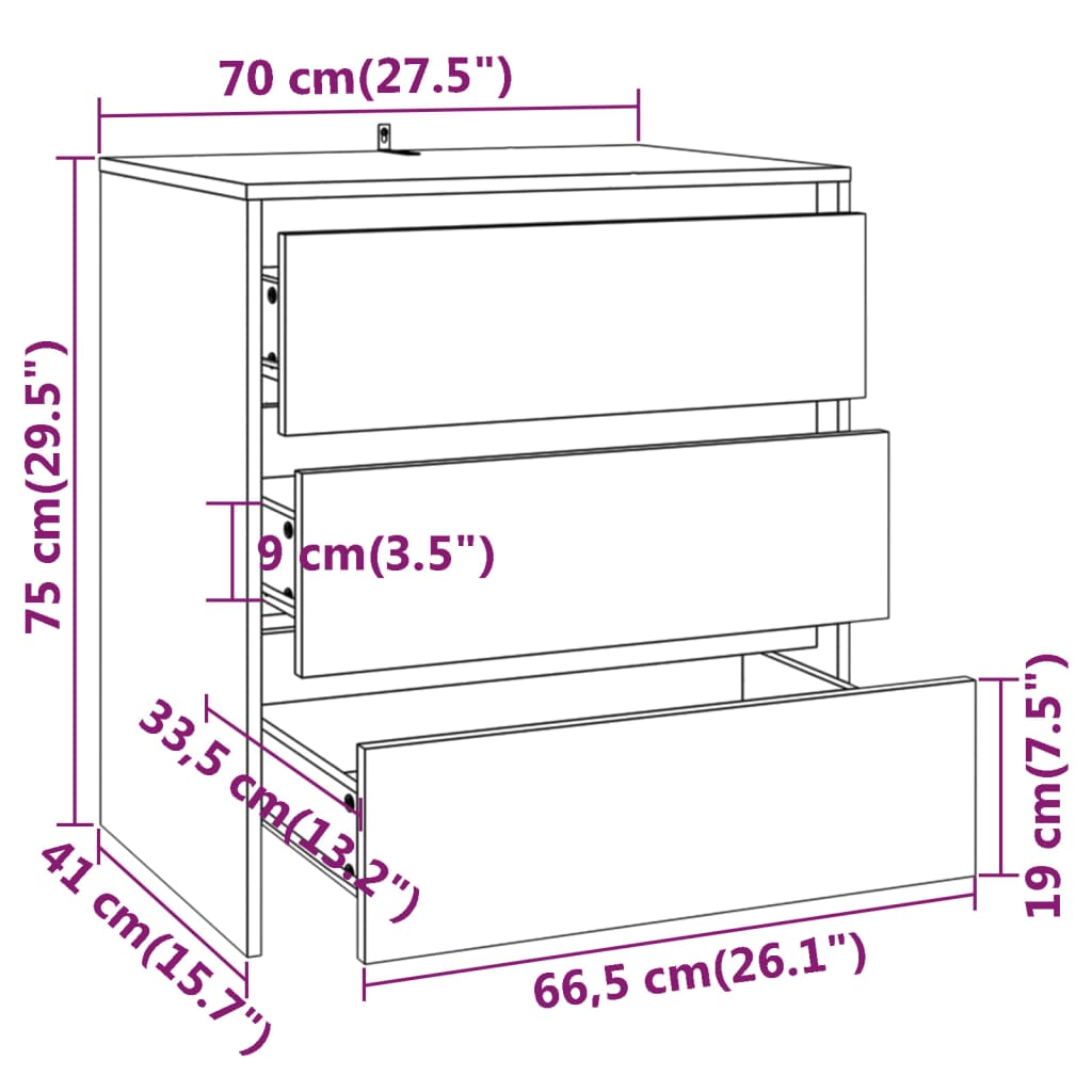 Skjenk Svart 70X41X75 Cm Konstruert Tre