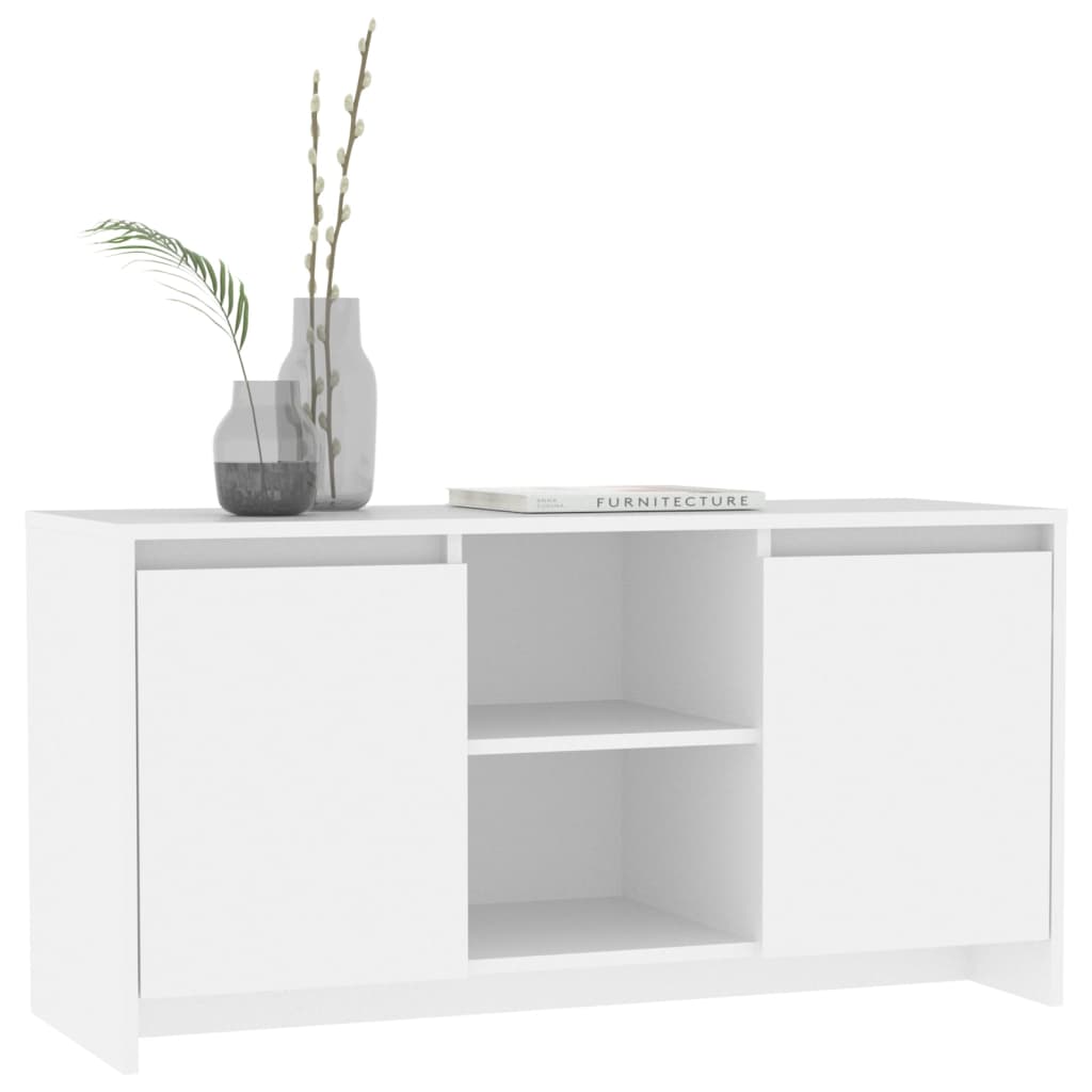 Tv-Benk Hvit 102X37,5X52,5 Cm Konstruert Tre