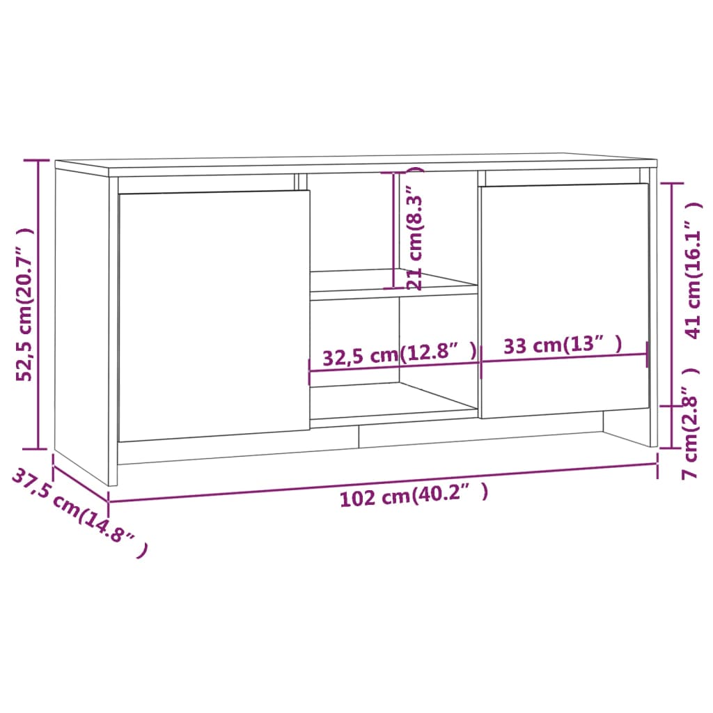 Tv-Benk Hvit 102X37,5X52,5 Cm Konstruert Tre