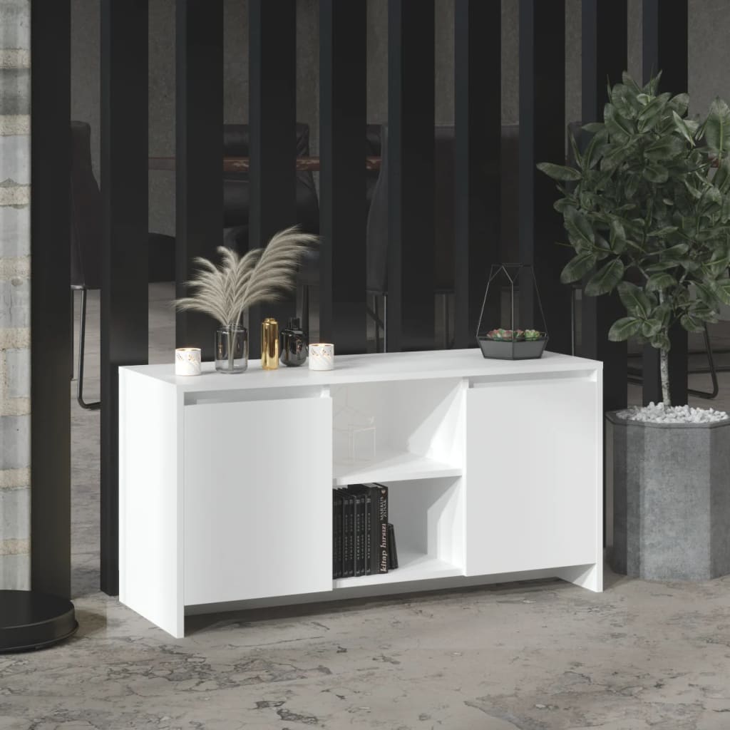 Tv-Benk Hvit 102X37,5X52,5 Cm Konstruert Tre