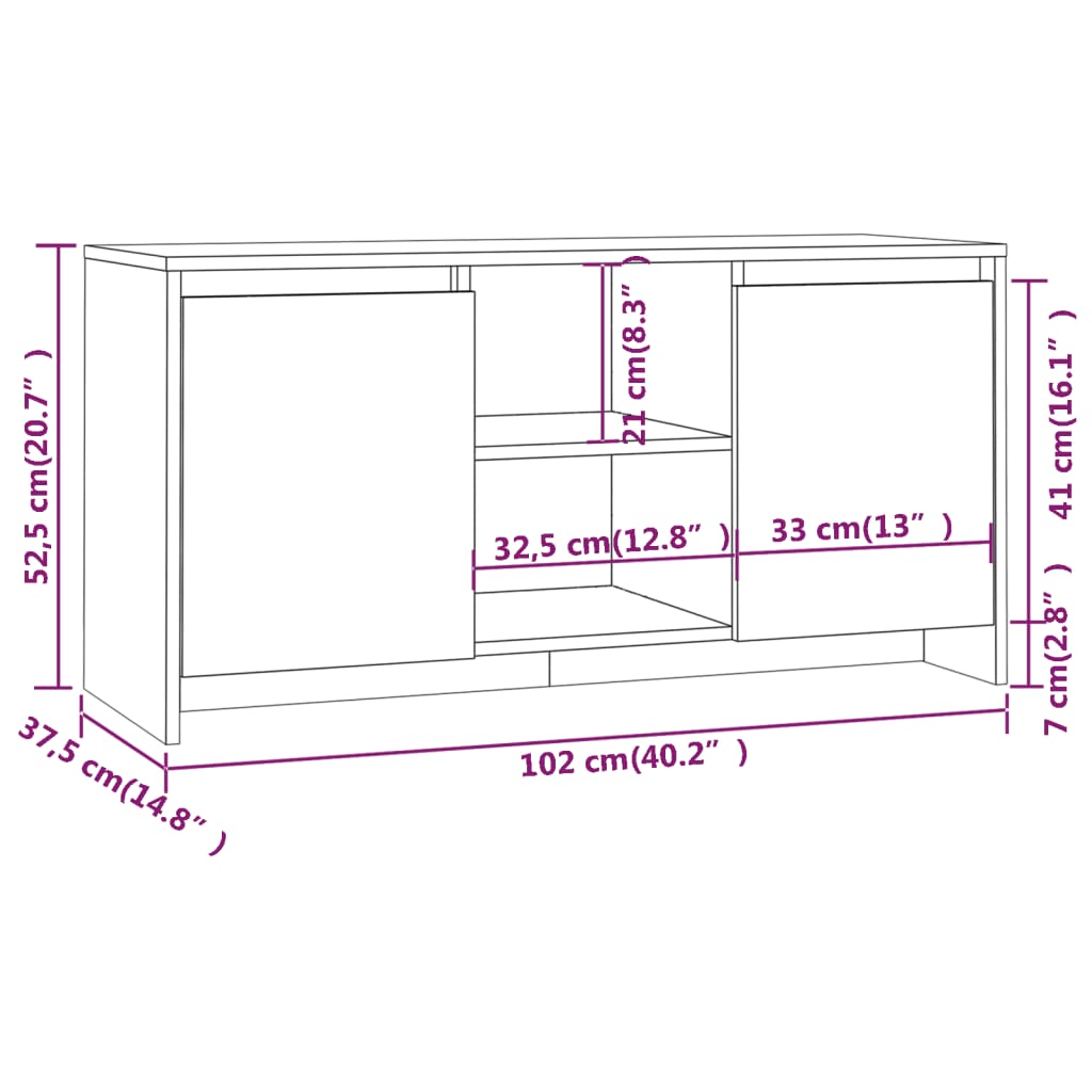 Tv-Benk Sonoma Eik 102X37,5X52,5 Cm Konstruert Tre