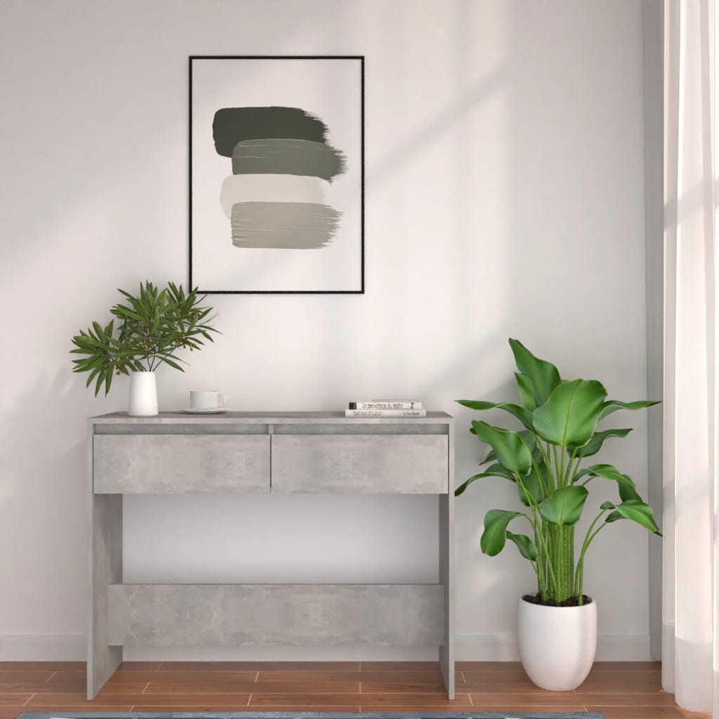 Salongbord Betonggrå 100X35X76,5 Cm Konstruert Tre