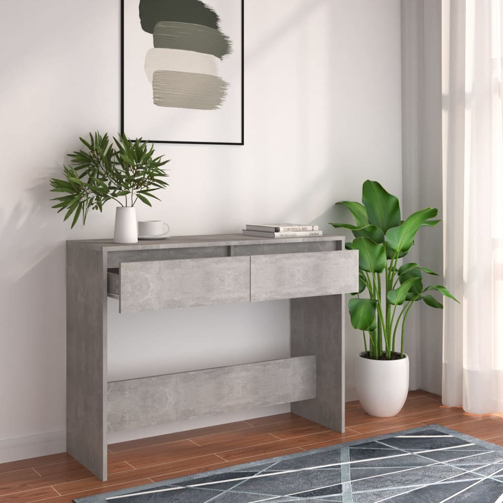 Salongbord Betonggrå 100X35X76,5 Cm Konstruert Tre