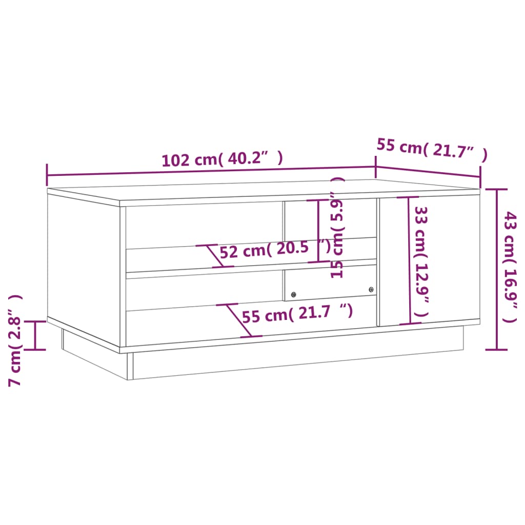 Salongbord Svart 102X55X43 Cm Konstruert Tre