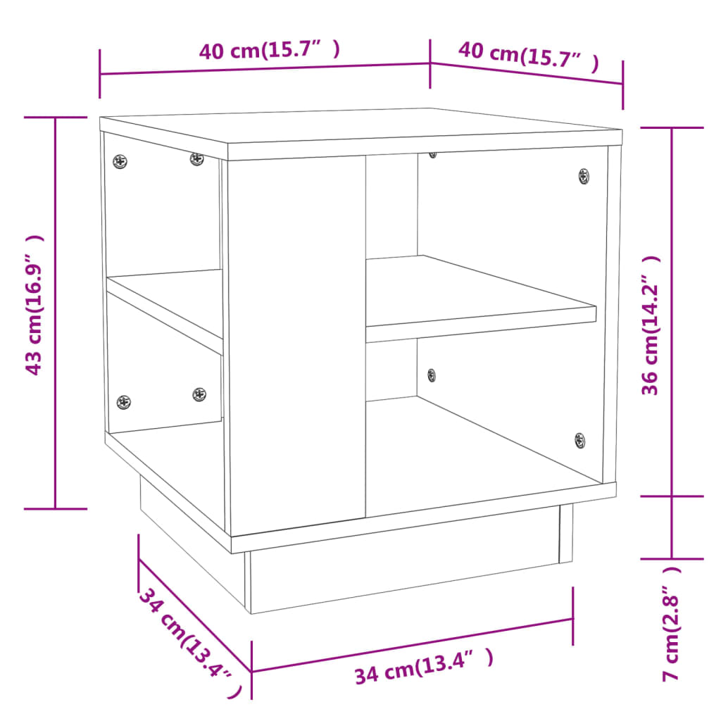 Salongbord Hvit 40X40X43 Cm Konstruert Tre