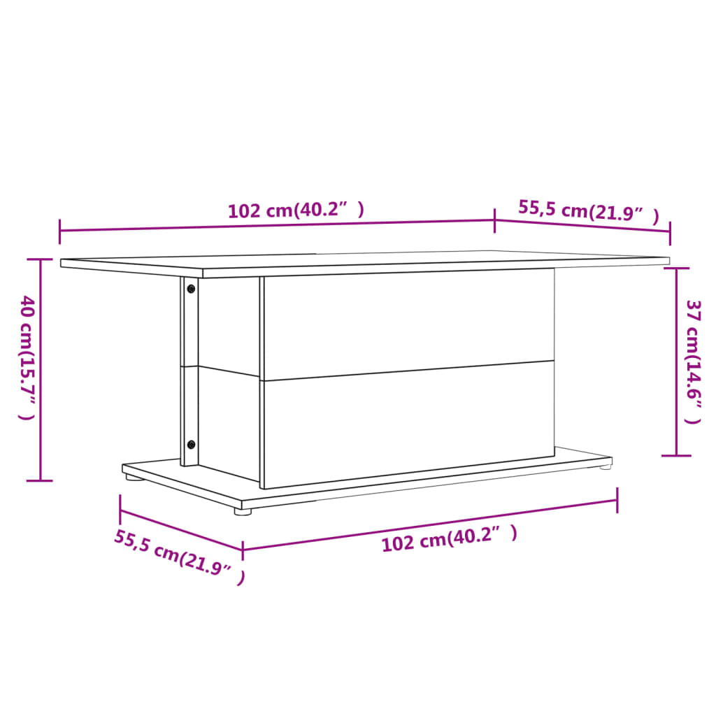 Salongbord Svart 102X55,5X40 Cm Konstruert Tre