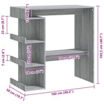 Barbord Oppbevaringsstativ Grå Eik 100X50X101,5 Cm Sponplate