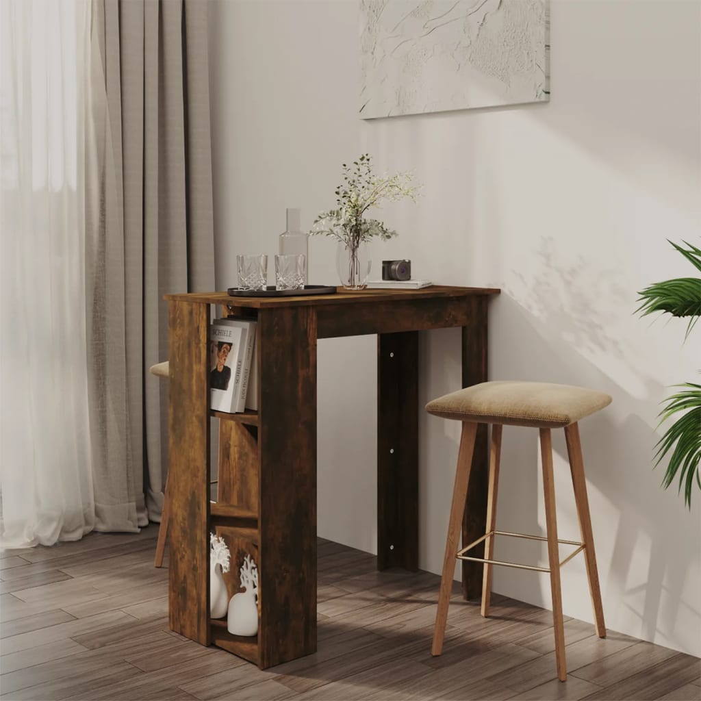 Barbord Med Hylle Røkt Eik 102X50X103,5 Cm