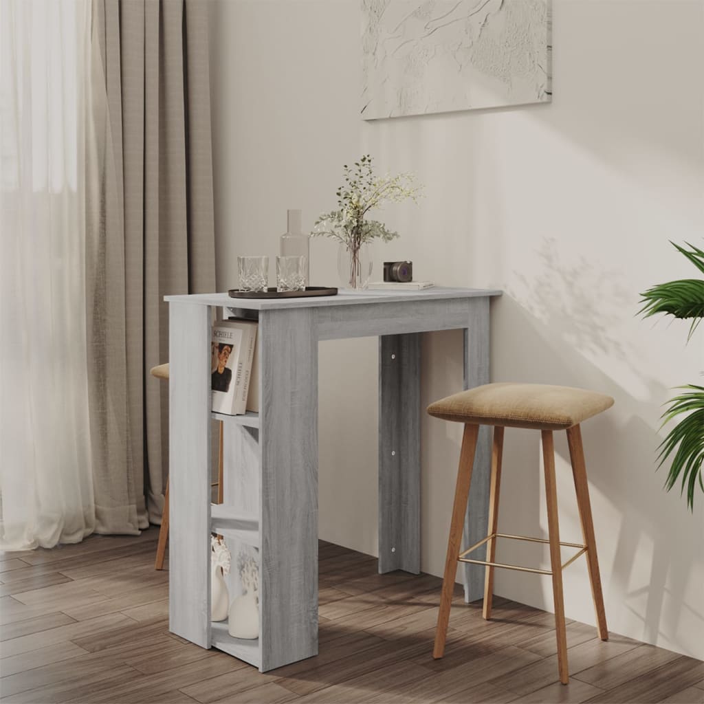 Barbord Med Hylle Grå Sonoma Eik 102X50X103,5 Cm Konstruert Tre