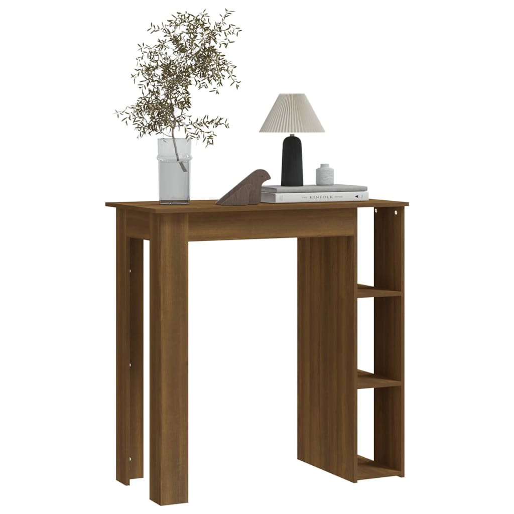 Barbord Med Hylle Brun Eik 102X50X103,5 Cm Konstruert Tre