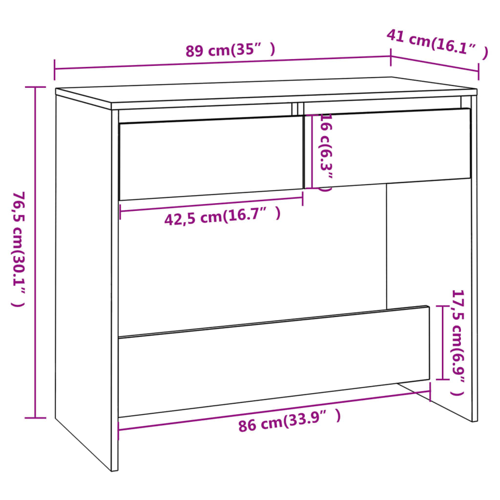 Konsollbord Røkt Eik 89X41X76,5 Cm Konstruert Tre