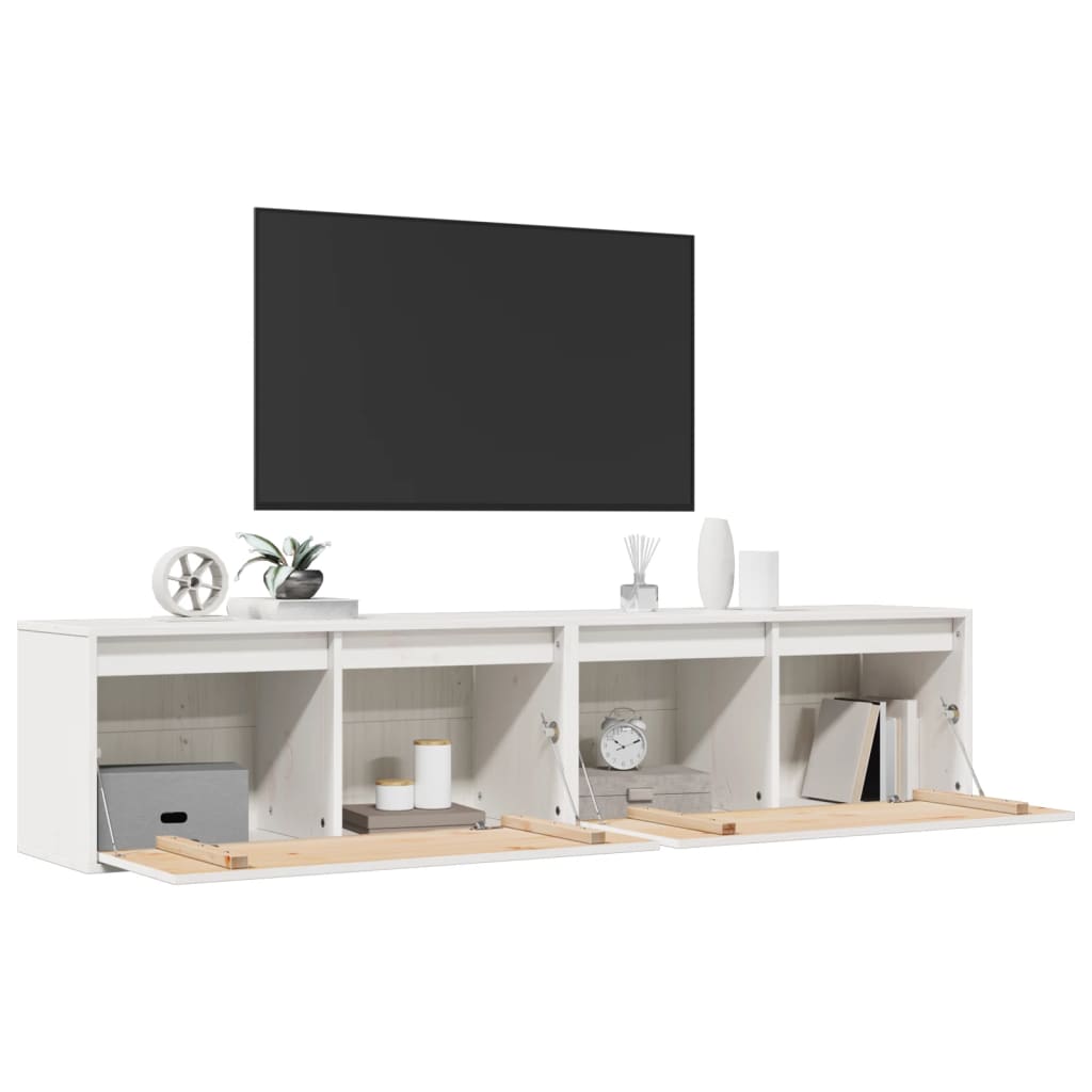 Veggskap 2 Stk Hvit 80X30X35 Cm Heltre Furu