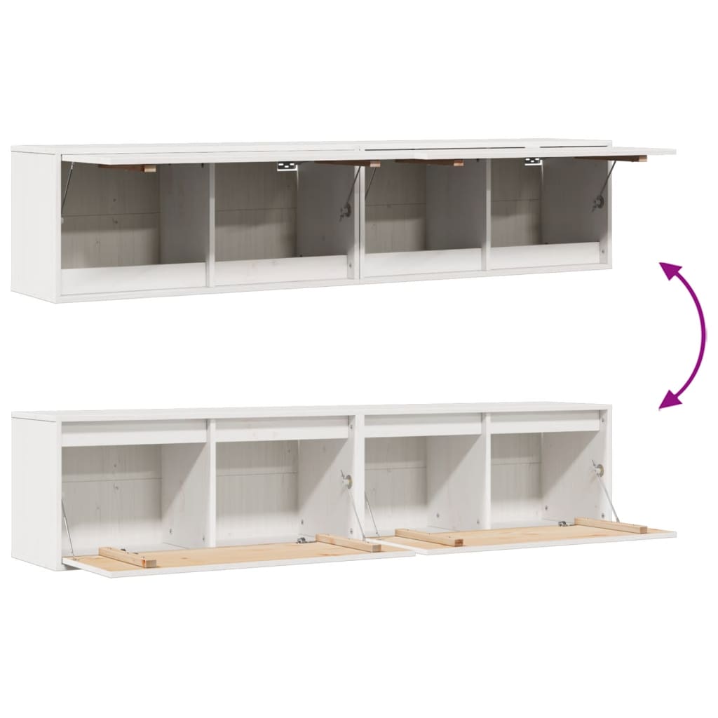 Veggskap 2 Stk Hvit 80X30X35 Cm Heltre Furu
