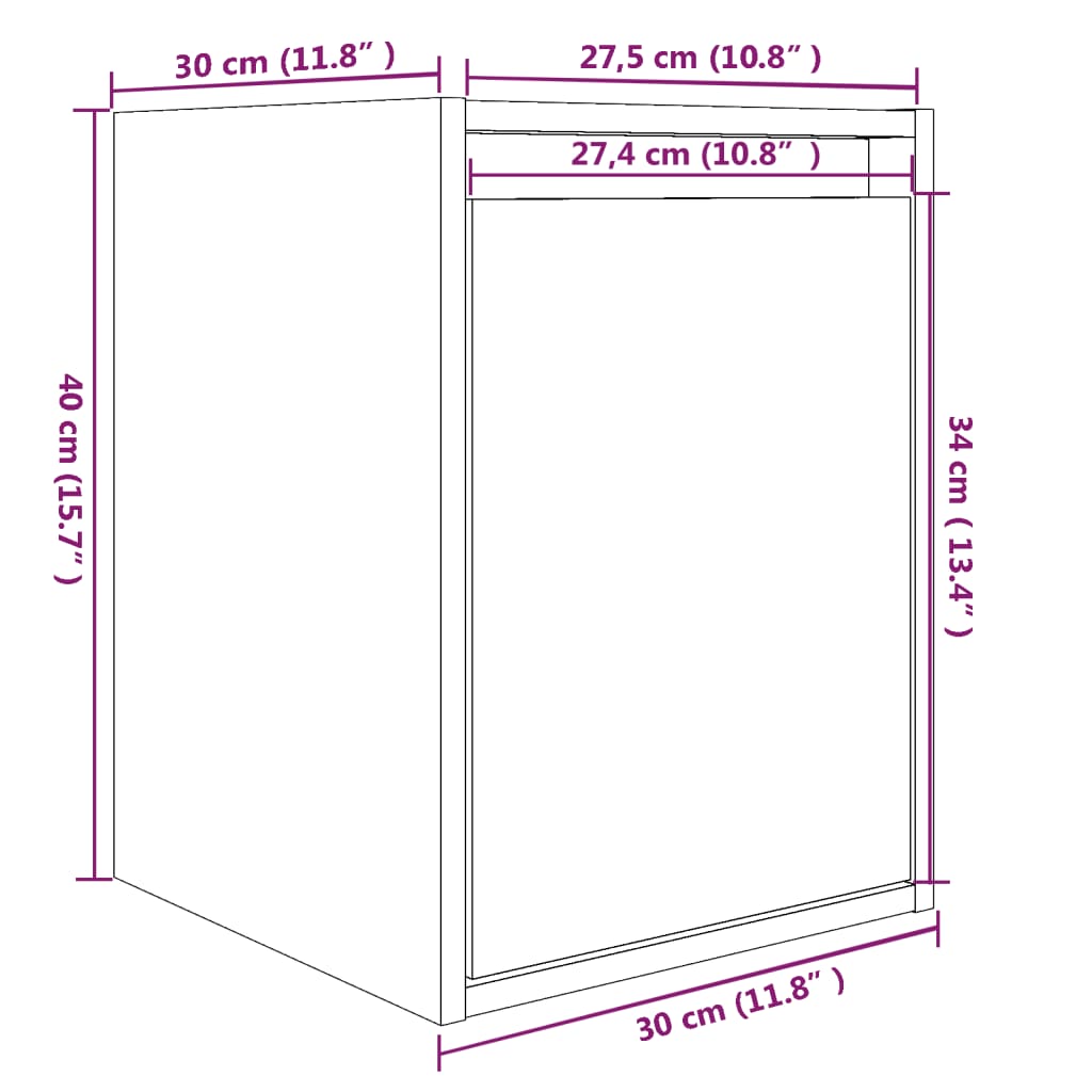 Veggskap Hvit 30X30X40 Cm Heltre Furu