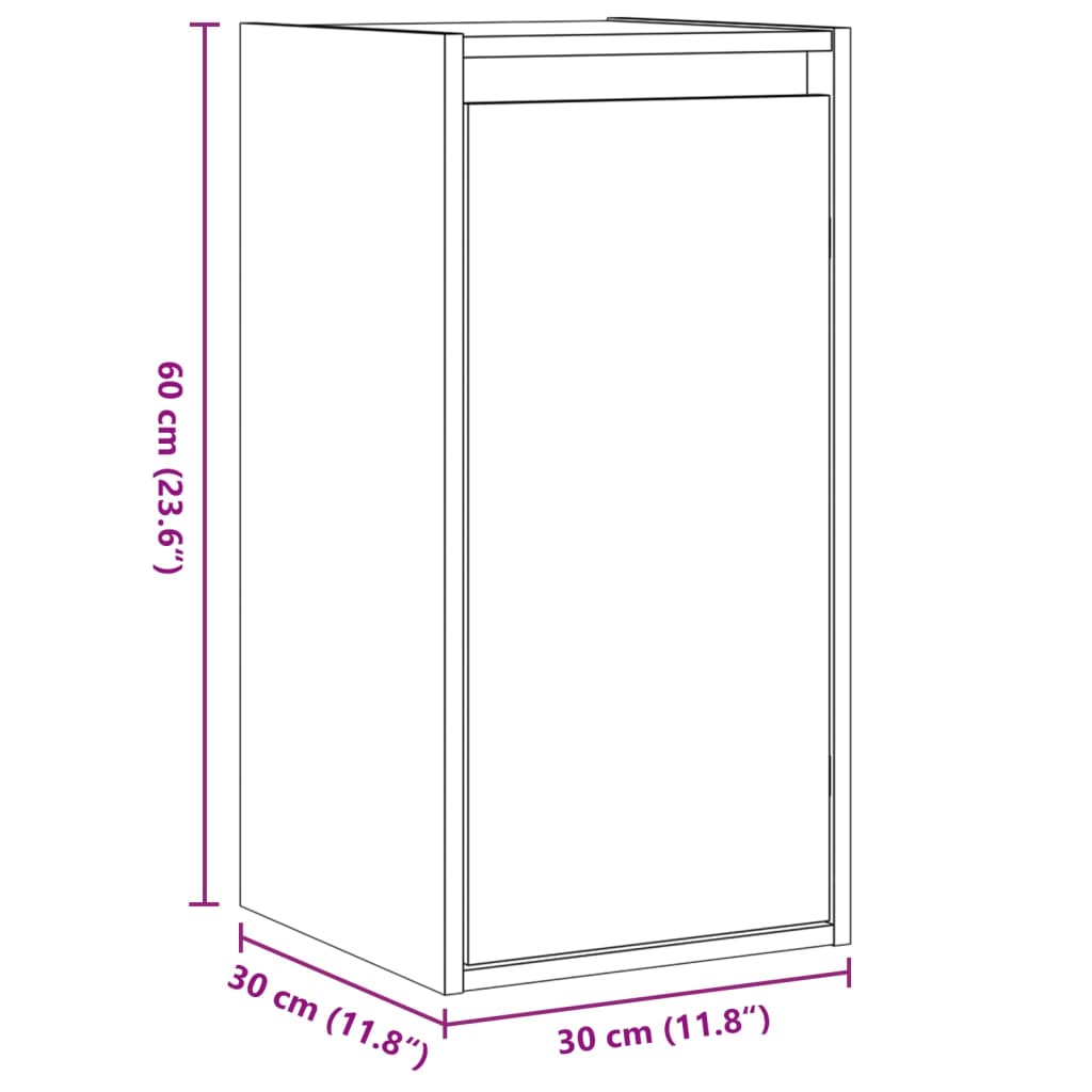 Veggskap Hvit 30X30X60 Cm Heltre Furu