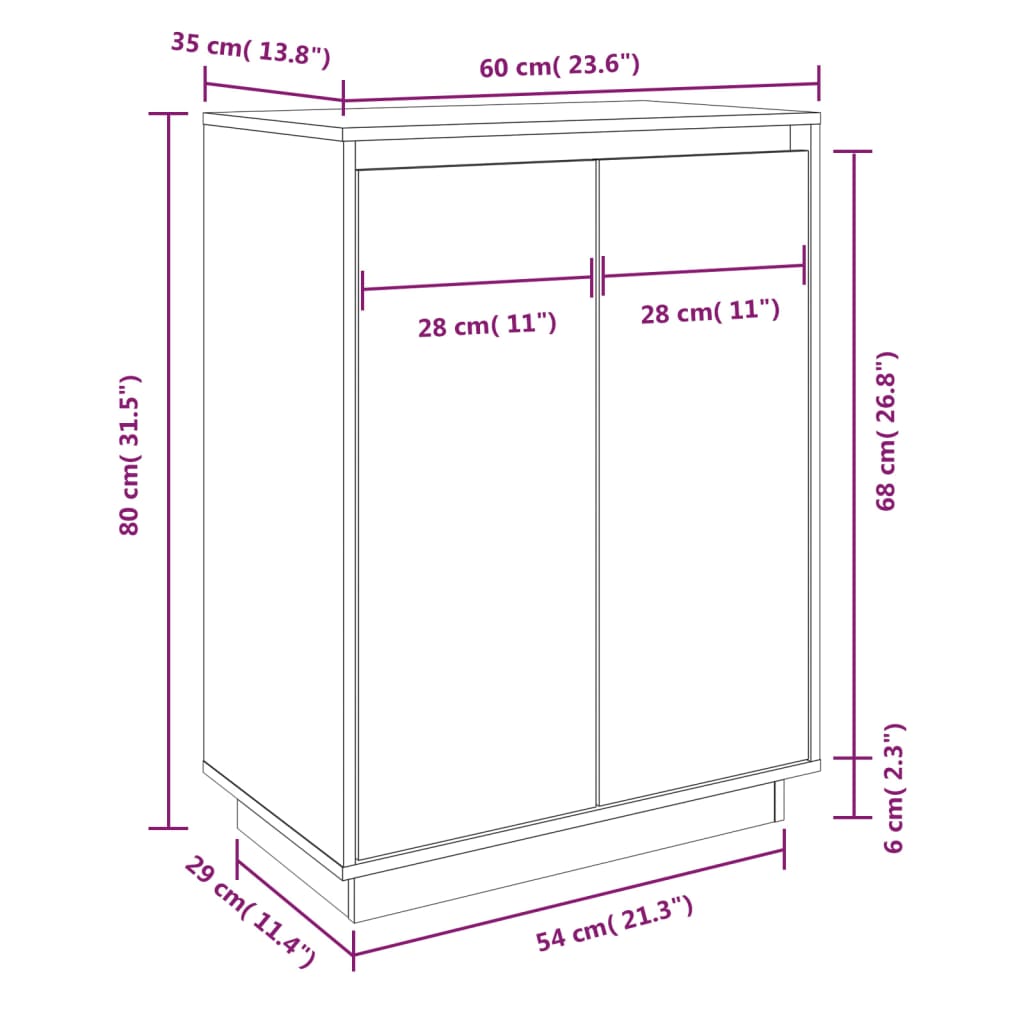 Skoskap 60X35X80 Cm Heltre Furu