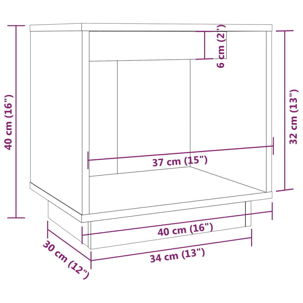 Nattbord 2 Stk 40X30X40 Heltre Furu