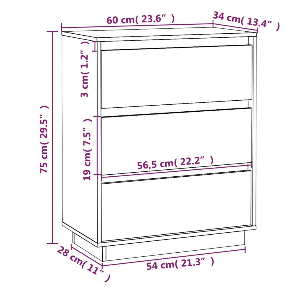 Skjenk 60X34X75 Cm Heltre Furu