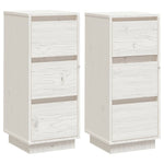 Skjenker 2 Stk Hvit 32X34X75 Cm Heltre Furu