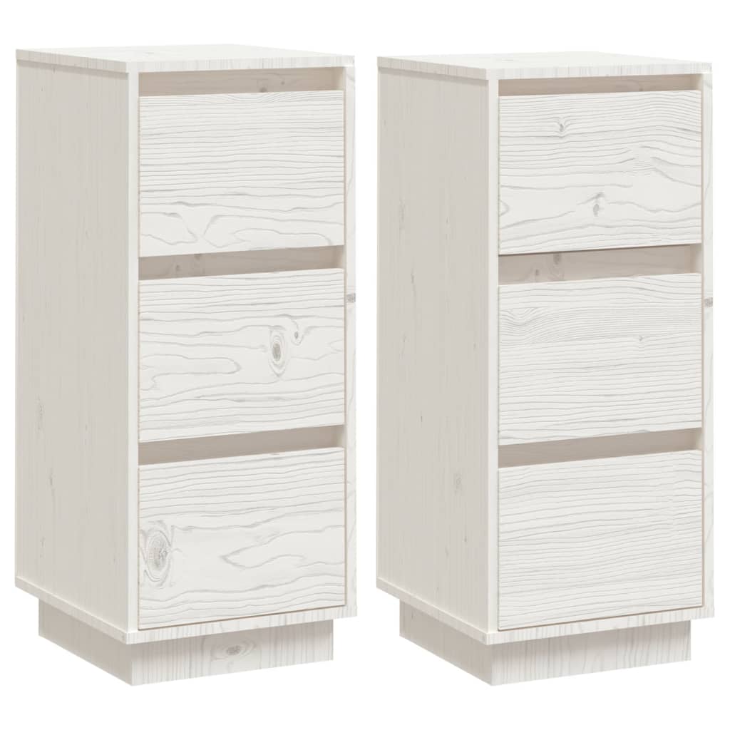 Skjenker 2 Stk Hvit 32X34X75 Cm Heltre Furu