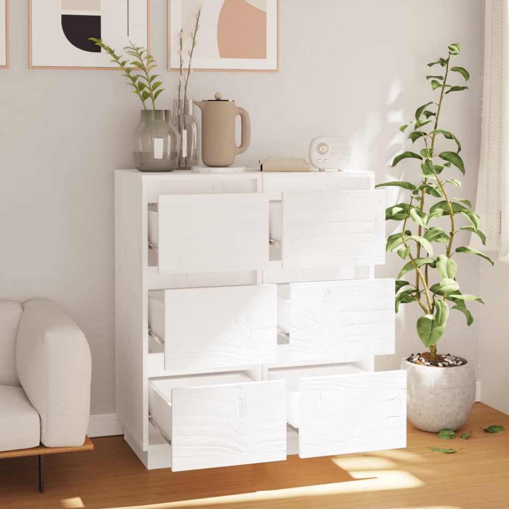 Skjenker 2 Stk Hvit 32X34X75 Cm Heltre Furu