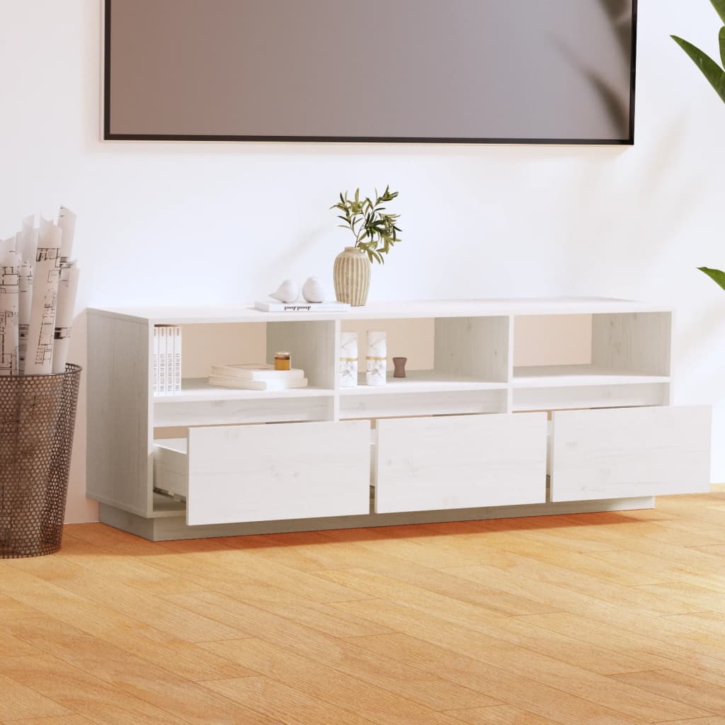Tv-Benk Hvit 140X37X50 Cm Heltre Furu