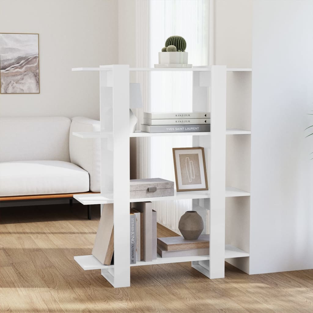 Bokhylle/Romdeler Høyglans Hvit 100X30X123,5 Cm