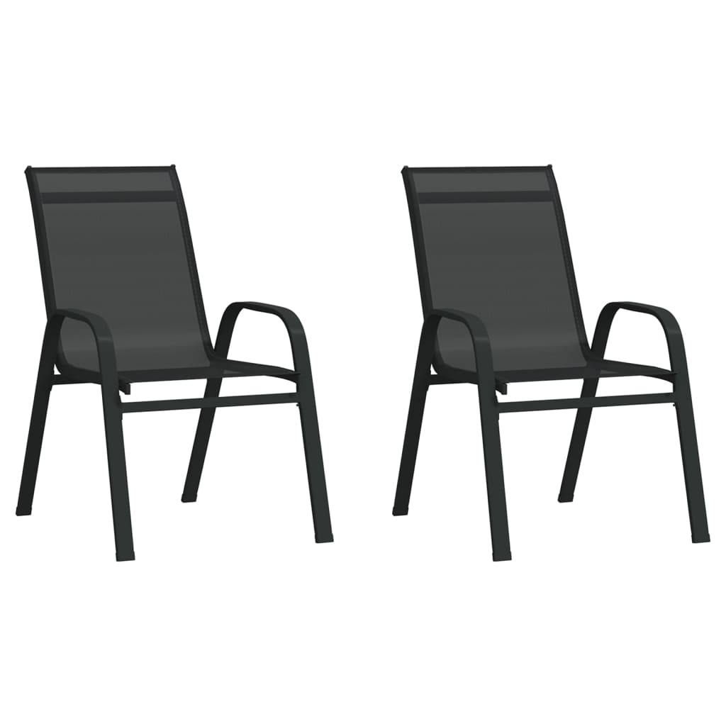 Stablebare Hagestoler 2 Stk Svart Textilene-Stoff