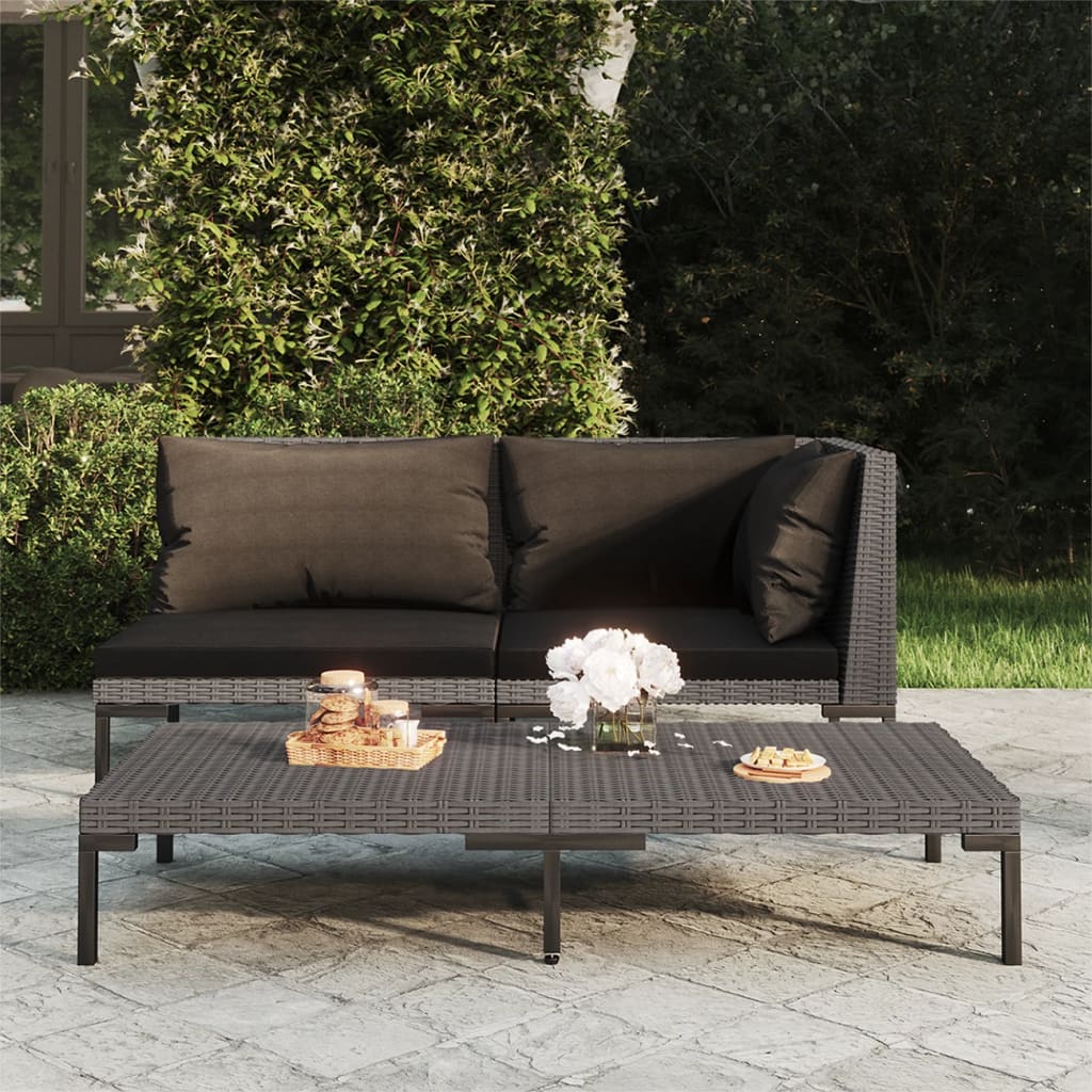 Hagesofa Med Puter Halvrund Polyrotting