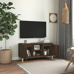 Tv-Benk Med Ben I Heltre Røkt Eik 103,5X35X50 Cm