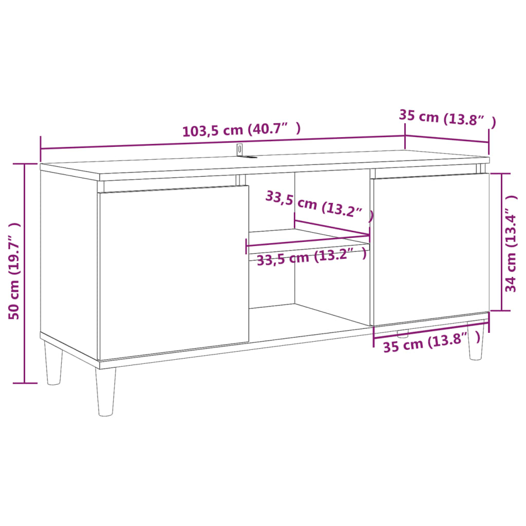 Tv-Benk Med Ben I Heltre Røkt Eik 103,5X35X50 Cm