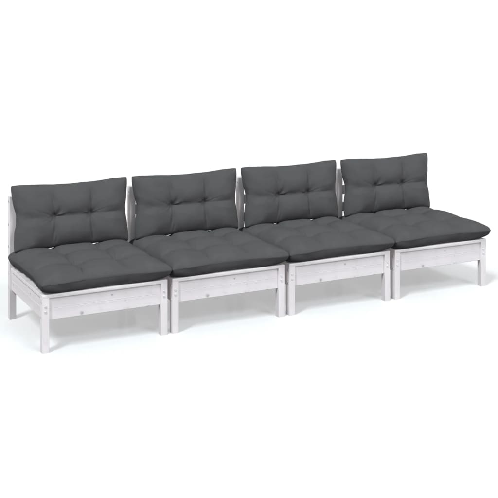 Hagesofa Med Antrasitt Puter 4-Seters Heltre Furu